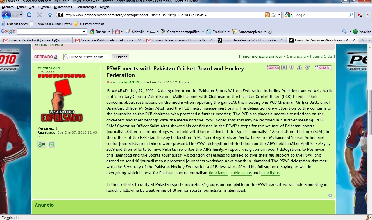 Mensaje escrito por el bot