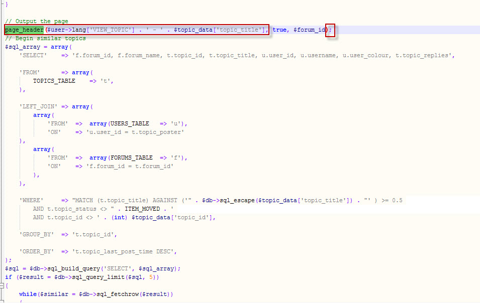 Esta es una linea extraña que no concuerda con la que me dice que busque en Viewtopic.php