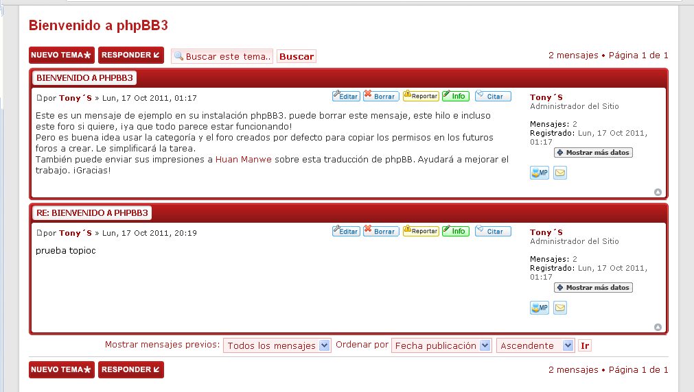 Resultado en red