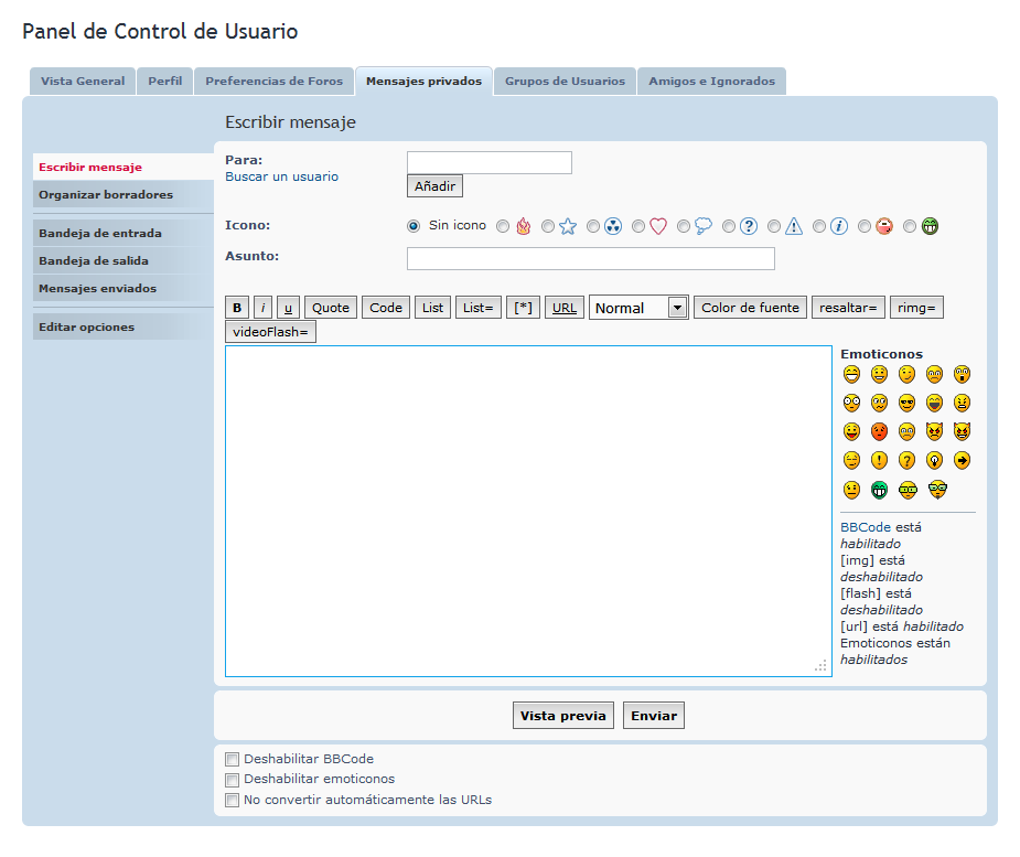 Nuevo mensaje privado de Caraerymn sin la posibilidad de adjuntar archivos.